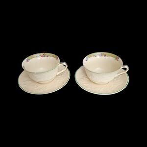 English Brambleberry Teacup Saucer Sets 2 Floral Bone China